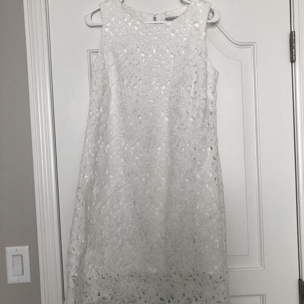 Womens white overlay lace dress size 12